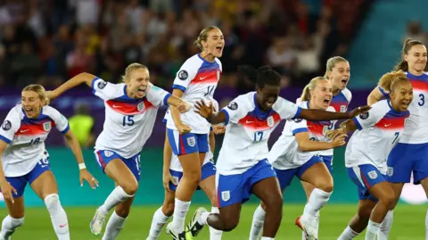 England players celebrate