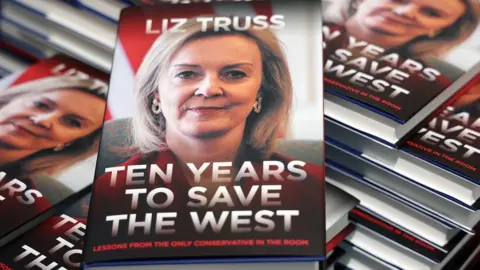 EPA Former British Prime Minister Liz Truss' new memoir 'Ten Years to Save the West' on sale at a bookstore
